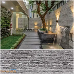 Thin and light outdoor and indoor soft ceramic tile, flexible stone veneer - multi-layer slate