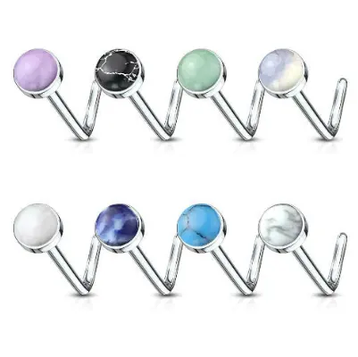 Organic Stone Flat Top 316L Surgical Steel L bend Nose Stud
