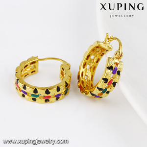 92091 Xuping China 24K color oro joyas de imitación aleación de cobre estilo cautivante con strass colorado aretes para mujeres - Product Image 4