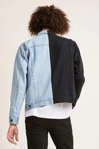 Chaqueta <span class=keywords><strong>de</strong></span> <span class=keywords><strong>Mezclilla</strong></span> Bomber para <span class=keywords><strong>Hombre</strong></span>, Diseño <span class=keywords><strong>de</strong></span> Bloques <span class=keywords><strong>de</strong></span> Color Azul y Negro, Estilo Patchwork, Dos Tonos, Servicio OEM, Gran Venta - Product Image 2