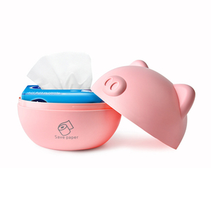 Boîte à mouchoirs et porte-papier en plastique étanche et durable de conception de dessin animé d'animal de cochon rose nordique mignon - Product Image 3