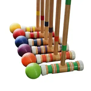 Wholesale wooden professional croquet set,cheap croquet set for garden croquet game
