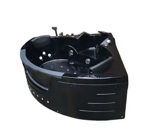 Pinghu Manufacturer New Black Corner whirlpool Massage 2 People Bathtub Size 1500