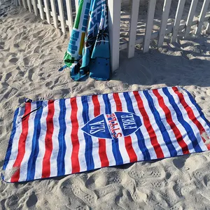 超大沙滩巾超细纤维印花 waffle 格编织游泳沙滩巾
