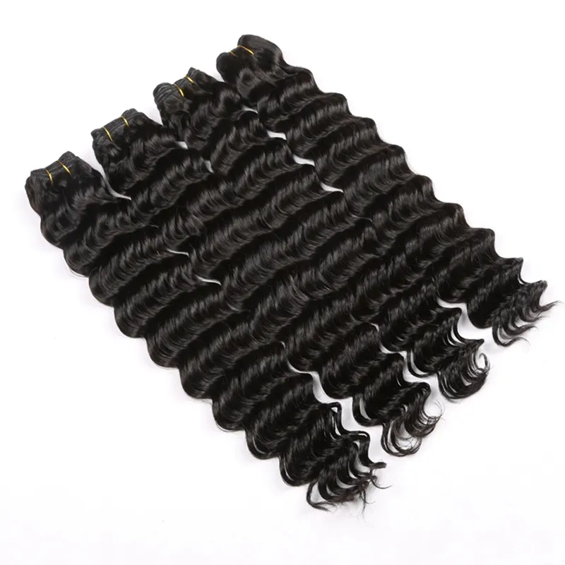 Brazilian virgin unprocessed black color human hair deep curly 100% virgin human hair weave 4pcs lot