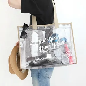 Summer Travel Tote Waterproof Transparent Plastic Women Pvc Clear Beach Bag