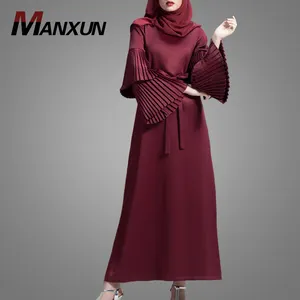 New Arrival Modern Long Sleeve Turkish Kaftan Dress Ethnic Style Pleated Cuff Muslim Women Clothing Elegant Abaya In Dubai