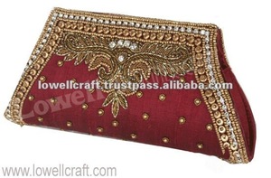 Lowellcraft Womens Handcrafted Satin Embroidered <b>Clutch</b> Purse L-28 for Bridal Casual Party <b>Wedding</b> - Product Image 2