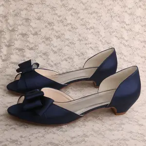 Navy Shoes Party <strong>Size</strong> 7 Kitten <strong>Heels</strong> - Product Image 1