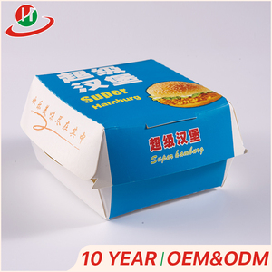 alta calidad caja de embalaje de cartón blanco reciclable personalizada impresa hamburguesa de comida <span class=keywords><strong>para</strong></span> llevar con tapa - Product Image 4