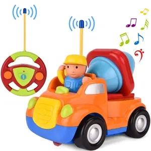 Caminhão de misturador rc on-line, venda quente de caminhão de desenhos animados com música e luzes para bebês crianças e crianças