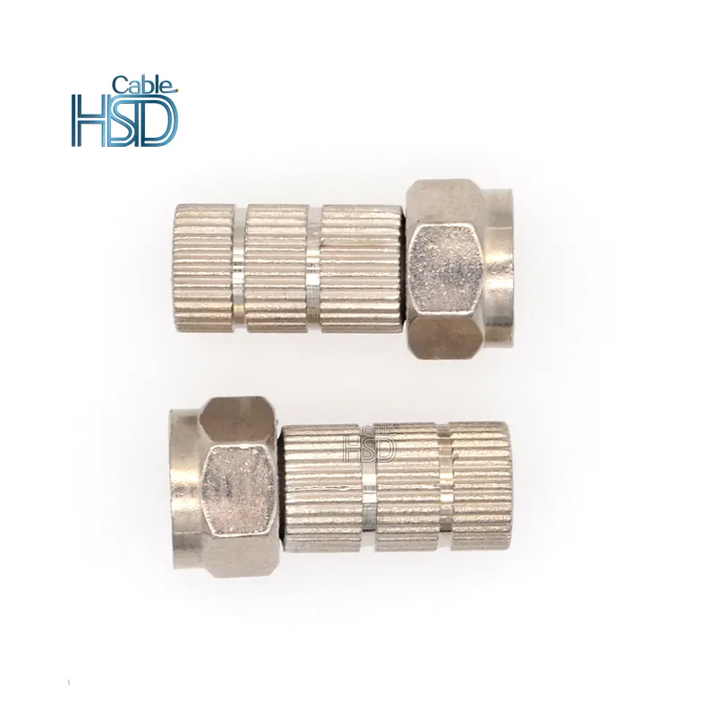 100pcs/bag Brass Coaxial F connector RG59 RG6 Coaxial Cable Female Connector 50ohm 75ohm F-type CCTV Camera With Ring Connector