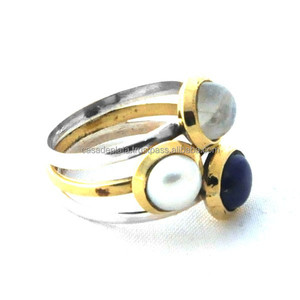 Venta al por mayor Casa De Plata hecho a mano. Anillos de Plata de Ley 925 Oro de 18K Joyas de piedras preciosas de amatista semipreciosas para bodas - Product Image 2