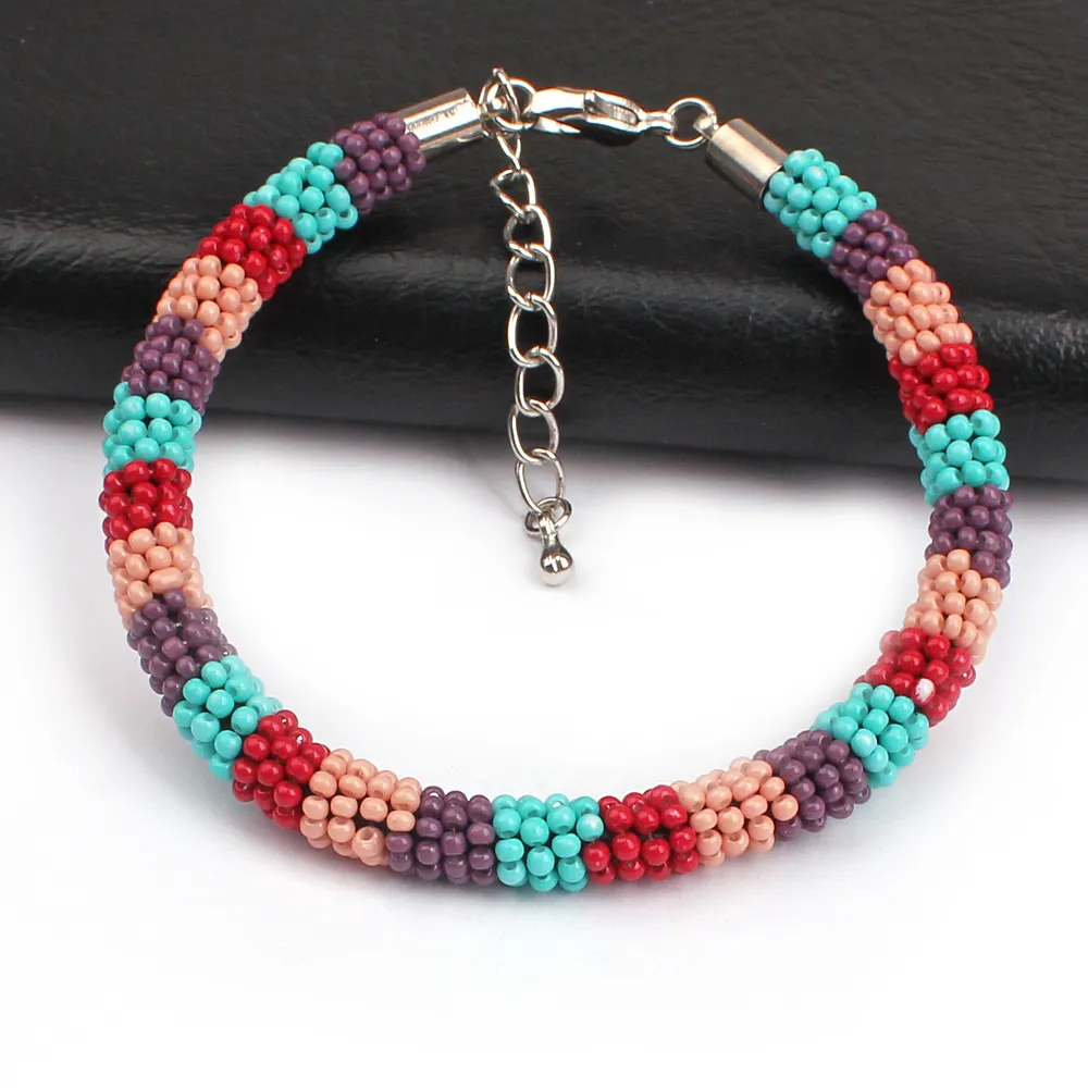 Latest Exquisite Handmade Women Boho Bracelet Beaded Bracelet Pattern Crochet Jewelry