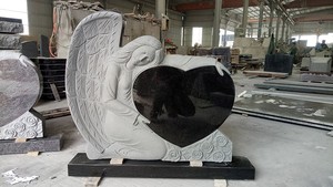 Резной Белый Крылатый обернутый СЕРДЦЕ Женщина Ангел мраморный камень памятный надгробный камень - Product Image 4