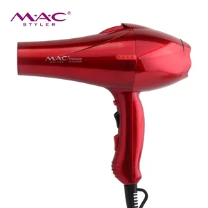 Kecepatan Tinggi AC Motor Warna Merah Listrik Pengering Rambut dengan Lampu LED Profesional Rambut Pengering Mesin