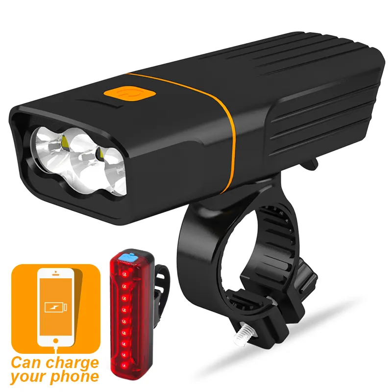 USB Rechargeable Bike Light Set Super Bright Bicycle Headlight Portable Charger