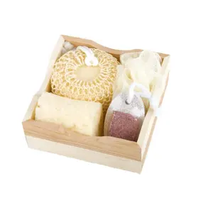 Promotionele natuurlijke materiaal bad sets bad gift sets spa