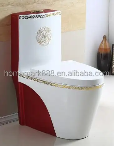 Chaozhou su tasarrufu çift floş dekoratif renkli seramik klozet