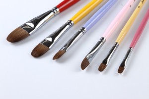 Haute Qualité belette cheveux coloré longue poignée huile artiste <span class=keywords><strong>peinture</strong></span> pinceau ensemble - Product Image 2