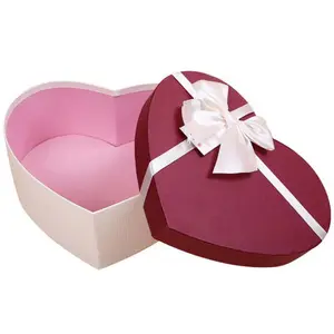Wholesale Cheap Love Heart Shaped Gift Box Gift Packaging Box With Ribbon Closure