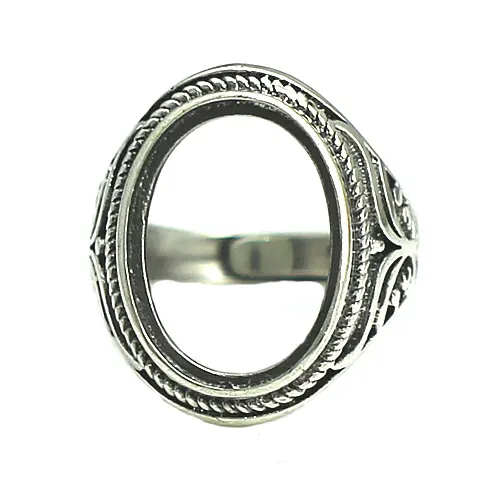 Beadsnice anel ajuste por atacado sem pedras, prata esterlina tailandesa cabochão pedra base 31753