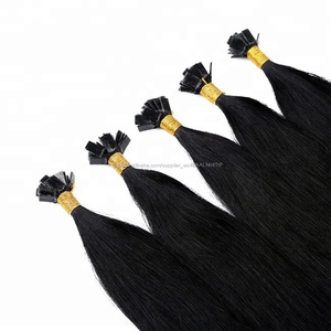 <span class=keywords><strong>Cabello</strong></span> humano <span class=keywords><strong>Natural</strong></span> #1 color ruso trama extensiones de <span class=keywords><strong>cabello</strong></span> de punta plana 8-32 "<span class=keywords><strong>en</strong></span> la acción - Product Image 3