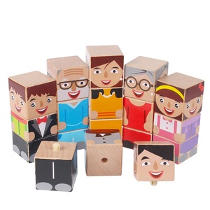 Ahşap bloklar aile üyesi insanlar değişim giysi biliş blokları çocuklar için yapı taşları eğitici oyuncaklar