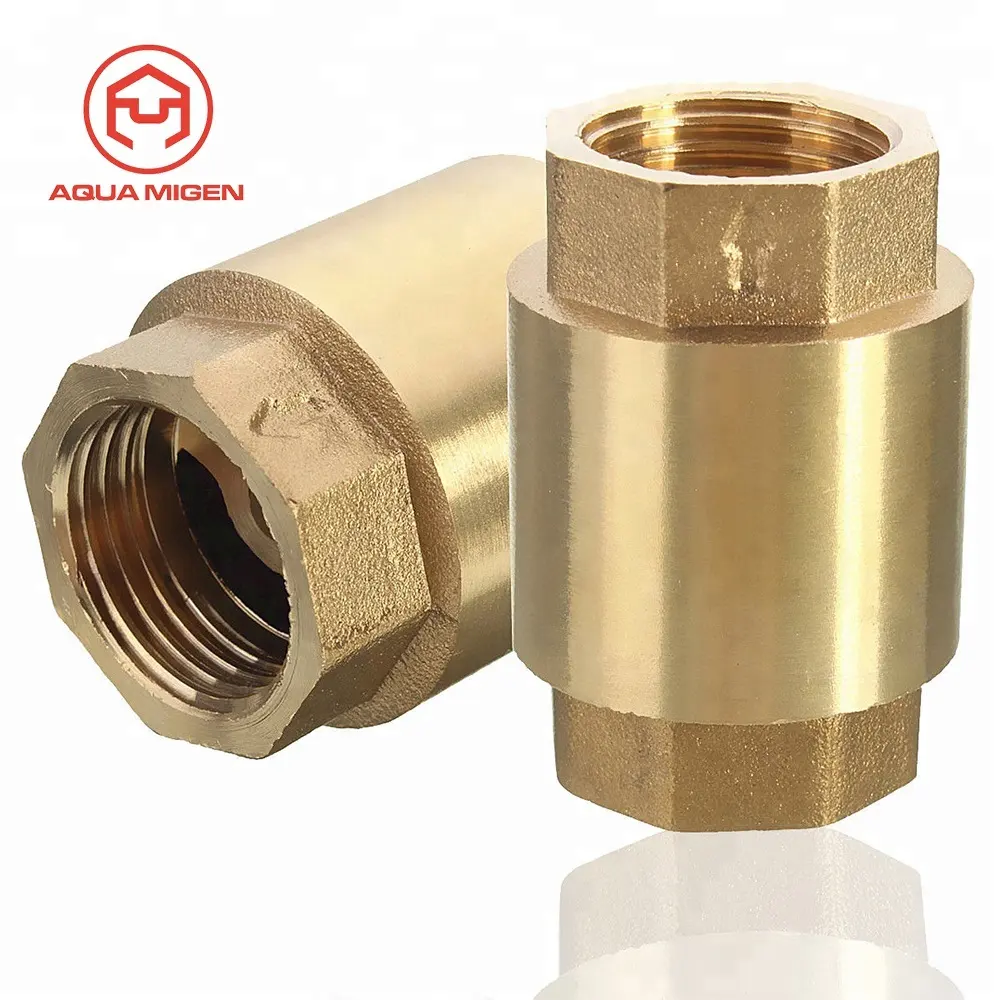 L 200WOG 1/2 ''NPT ทองเหลืองสายฤดูใบไม้ผลิแนวตั้งวาล์วตรวจสอบสำหรับทองแดงควบคุมเกินไป