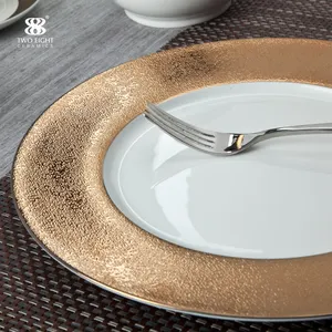 Vajilla de lujo fabricante durable de alta calidad de hotel colección vajilla china de hueso 12 piezas de cerámica de oro crokery