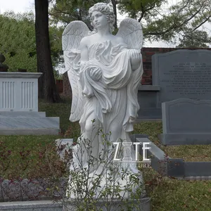 Enfeite de fábrica famoso mármore grande estátua de anjo protetor escultura