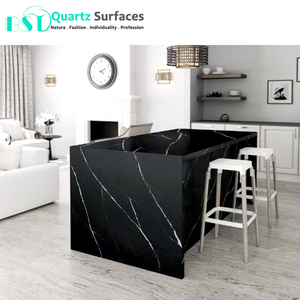 Novo olhar preto marmário artificial pedra de quartzo slabs com veias brancas - Product Image 4