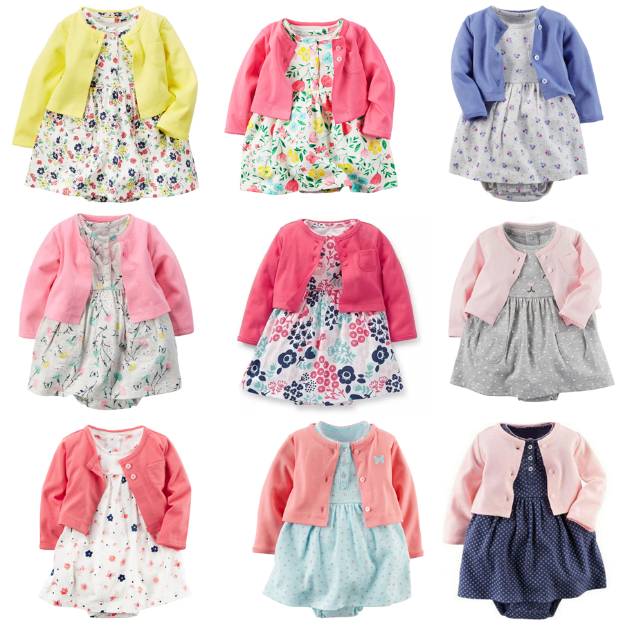 продажа высокого качества для маленьких девочек 2 шт. Детские боди комплекты одежды хлопковый кардиган Боди детское платье