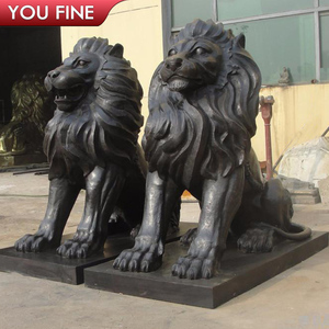 Decoración de jardín al aire libre, escultura de animales de cobre antiguo, estatuas de León de bronce de tamaño real a la venta - Product Image 2
