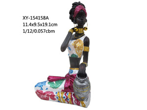 Speciale OEM africano colorato donna nera figurine/statua