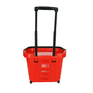 Cestas plásticas de la carretilla del supermercado con las ruedas para el uso del centro comercial - Product Image 1