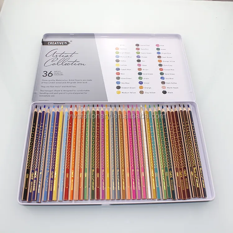 36 Drawing coloured pencils art colouring pencil set,For Adults and Kids Beginners Artists colour pencils in tin Box