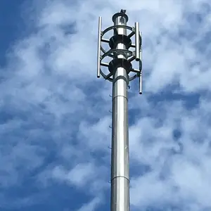 Menara Sel Monool Galvanis Hot Dip dengan Menara Telekomunikasi Elektrik Lampu