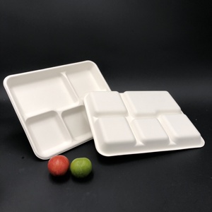 Nouveau produit tendance compostables bagasse de canne à sucre vaisselle biodégradable à 5 compartiments <span class=keywords><strong>plateau</strong></span> de déjeuner - Product Image 5
