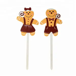 Christmas Wooden gingerbread boy or girl Decoration garden stake best sale yard