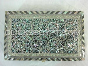 J20 Gorgeous Egyptian Mosaic Trinket Mother of Pearl <b>Wood</b> <b>Jewelry</b> <b>Box</b> - Product Image 2