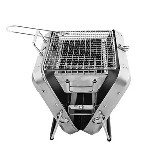 Promosi Natal Portabel Bbq Grill Koper Tas Kemah Stainless Steel Dapat Dilipat Barbecue Grill