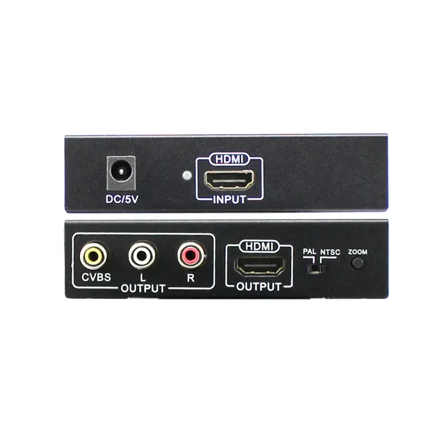 HDMI to AV converter adapter with L/R channel auto scaler NTSC PAL 1080P 720P switch button convertidor hdmi a rca