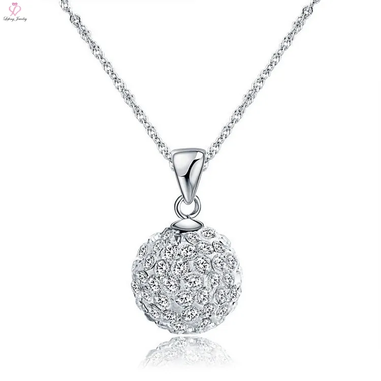 Colgante de plata 925 con forma de bola de diamante para mujer, joyería personalizada, collar de boda