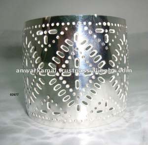 Engraved Design Brass Open Cuff Silver Plated <b>Fashion</b> <b>Bangle</b> for Girls & Women - Product Image 2