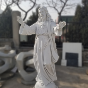 Estatua de mármol blanco tallado a mano para exteriores, escultura de Saint Louis de Assisi - Product Image 2
