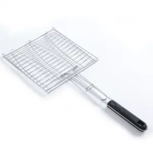 Chrome Plated Triple Fish BBQ Grill Mesh with TPR Handle