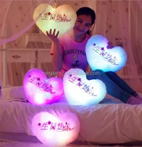 LED light up Valentine plush heart shape cushion pillow