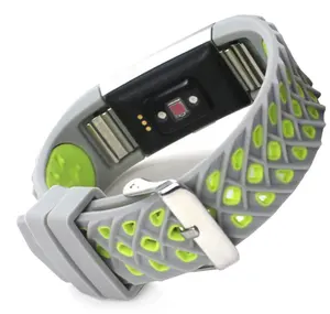 רצועת עבור Fitbit תשלום 2 חכם שעון החלפת ספורט שני-צבע מתכת כפתור לנשימה סיליקון watchbands צמיד