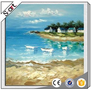 Cuadro en lienzo para decoración de pared, arte pintado a mano, mar azul, <span class=keywords><strong>playa</strong></span>, <span class=keywords><strong>paisaje</strong></span> costero, cuadro artístico, cuadros decorativos para hotel, decoración del hogar - Product Image 5